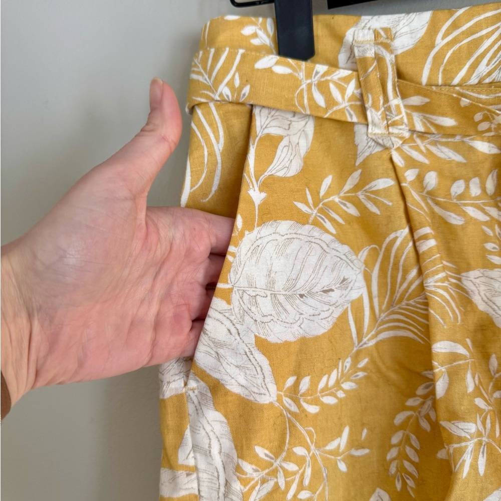 Sezane Yellow Print Lucas Linen Cotton Shorts - Picture 5 of 10